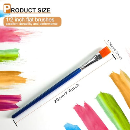 GACDR 1/2 Inch Flat Paint Brush Set, 40 Bulk Acrylic Paint Brushes - size: 0.5 inch 40 pieces
