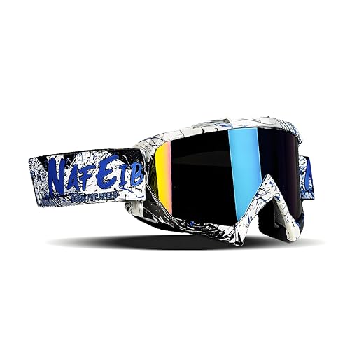 ATV Goggles Dirt Bike Goggles Motorcycle Motocross Offroad Racing - color: Blue Graffiti Frame+colorful Lens