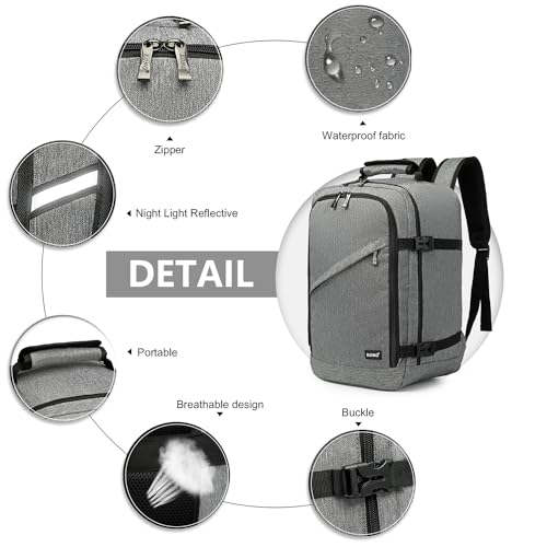 Kono Travel Backpack Airline Approved Under Seat Personal Item Bag - color: Grey, size: Small