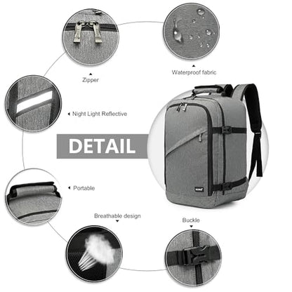 Kono Travel Backpack Airline Approved Under Seat Personal Item Bag - color: Grey, size: Small