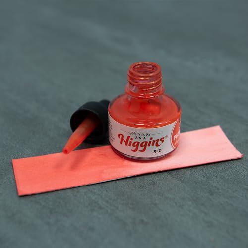 Higgins Red Pigmented Drawing Ink - for Artists and Students - 1 oz. Glass Bottle (HIG44645) - color: Red
