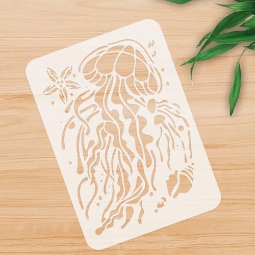 Jellyfish Stencil, Ocean Animal Reusable Painting Template - style: Jellyfish