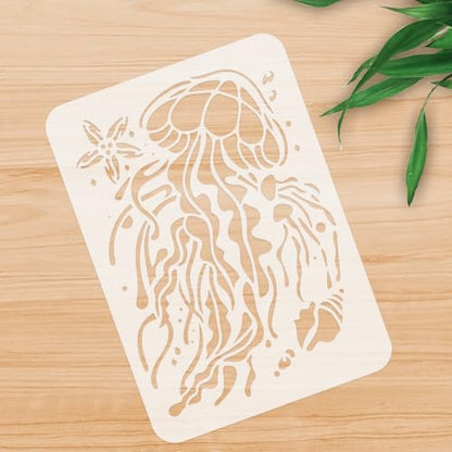 Jellyfish Stencil, Ocean Animal Reusable Painting Template - style: Jellyfish