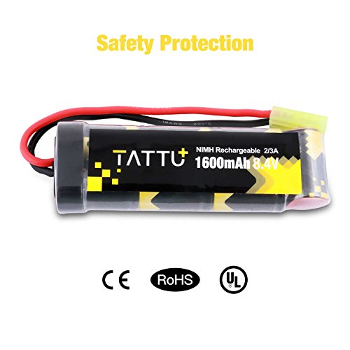 TATTU 8.4V 1600mAh NiMH Flat Battery Pack with Mini TMY Female Connector Assembled with 16G Wire