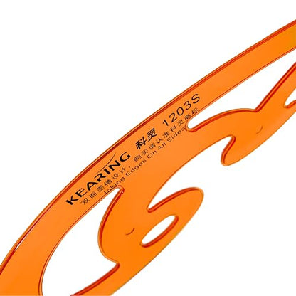 KEARING 3Pcs Hard Plastic French Curve Ruler Set - Orange Ink Groove Sewing - style: 1203S