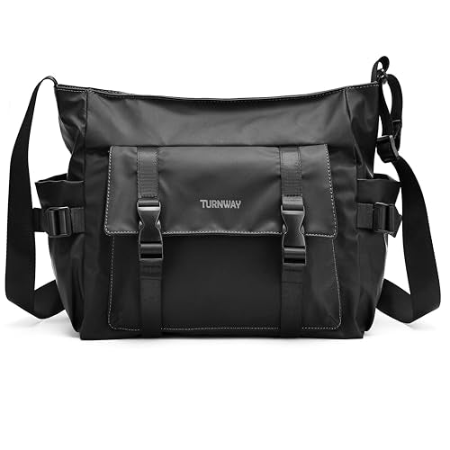 TurnWay messenger bag,Large Capacity Crossbody bags for men women.15×7×11in - color: Black
