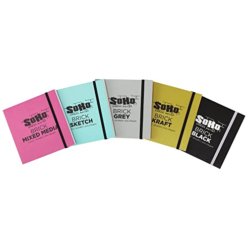 SoHo Brick Journal, Grey 5.5"x5.5" (100 GSM, 80 Pages Each) - color: Grey, size: 5.5 x 5.5in