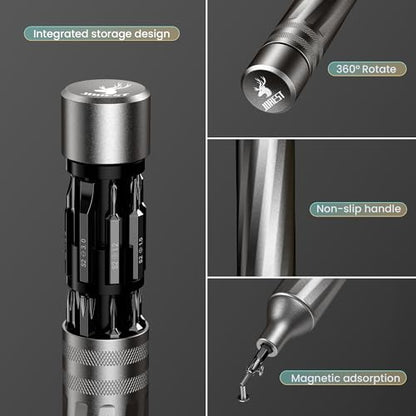 JOREST 32 in 1 Small Precision Screwdriver Set, Tool Gifts for Men Dad Him, Portable Multibit Screwdriver Repair Tool, EDC Pen Screwdriver for Glasses, Watches, MacBook, Laptop, PS5, Xbox, Electronics - style: Space Gray