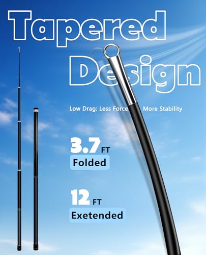 Telescoping Windsock Pole 12 FT – 4-Section Fiberglass Wind Sock Pole - size: 12 feet
