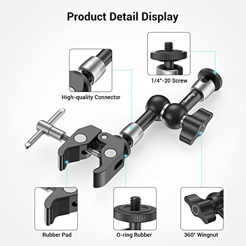 SMALLRIG Super Clamp w/ 1/4" and 3/8" Thread and 5.8 Inches Magic Arm - size: 5.8''+arm only