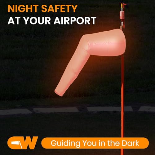 36"x144" Airport Windsock | Heavy Duty, FAA Compliant, All Weather, Waterproof, UV Fade Resistant, High Vis Fluorescent, Quad Stitched, Zip Ties Included, for Industrial, Aviation, Farm Use | Orange - size: 36"x144" (FAA Compliant Size)
