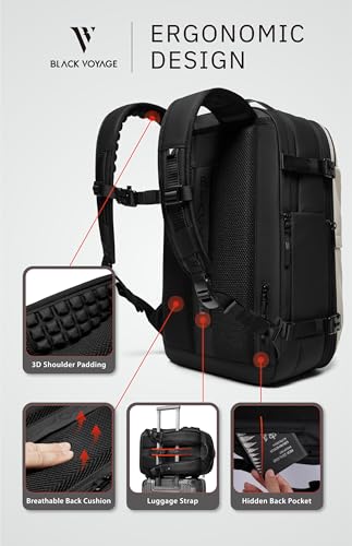 BlackVoyage Vortex Vacuum Seal Travel Backpack 60L Expandable Air Compression System Water Resistant TSA Lock Carry-On - color: White