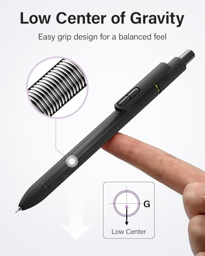 inkipen 8 Pcs Gel Pens with Fidget Clip, 0.5mm Black Ink Pens Fine Point - color: Basic