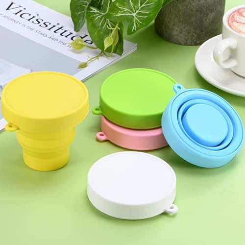 M METERXITY 2 Pack Collapsible Travel Cup, 5.7oz(170ml) Silicone Portable Foldable Water Cup Bottle for Travel/Camping/Hiking, Reusable [White] - color: White