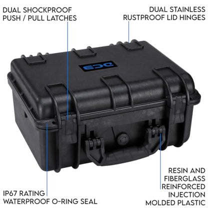 DCB Cases Element 4103F Waterproof Hard Case with Pick & Pluck Foam Insert, IP67 Dustproof Protective Equipment Storage, Pressure Equalization Valve, Lockable Impact Resistant Utility Box, 16 x 13 x 8