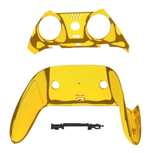 eXtremeRate Top Bottom Decorative Trim Shell Compatible with p s 5 Edge Controller DIY Replacement Front Back Clip Shell, Custom Chrome Gold Plates Cover Compatible with p s 5 Edge Controller - color: Chrome Gold