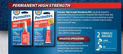 Permatex 27183 High Strength Threadlocker Red, 90 ml - size: 90 ml, style: Liquid - High Strength
