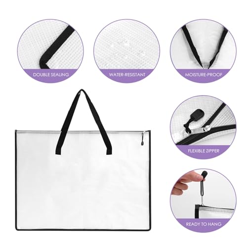 RUIAN 2-Pack 19x25 Inch Art Portfolio Bag, Waterproof Nylon Folder with Handle for Artwork, Drawing Pads, Posters, Charts & Teaching Materials (Translucent, Foldable)