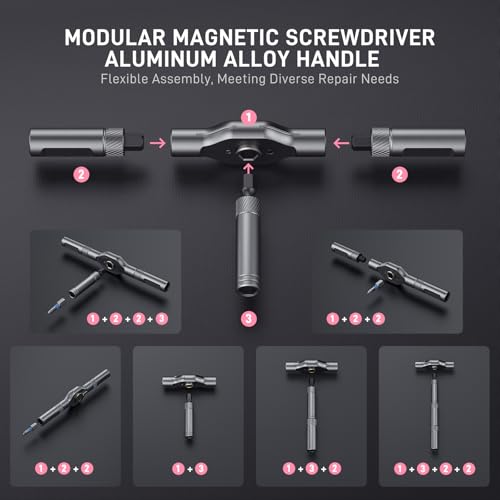 42 in 1 Magnetic Ratcheting Screwdriver Set, T Handle Allen Wrench Set - color: Pink, size: 42 PCS