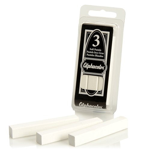 Derwent Alphacolor Round Soft Pastels, White, 3 Pastels per Pack (105W)