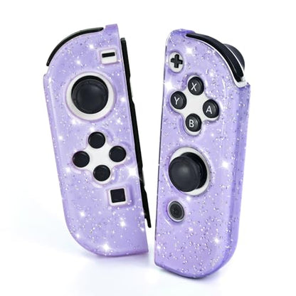 DLseego Glitter Protective Case for Switch Joy Con Controllers, Handheld Soft Silicone TPU Protective Cover Replacement Shell Case Suitable for Switch & Switch OLED Model Joy Cons - Purple - color: Purple