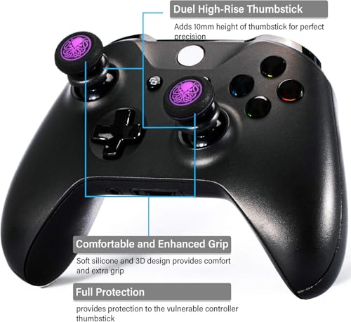 FPS Thumbstick Extender & 3D Texture Rubber Silicone Grip Cover 2 Sets for Xbox Series X/S & Xbox One Controller(Cthulhu Secret) - color: 1