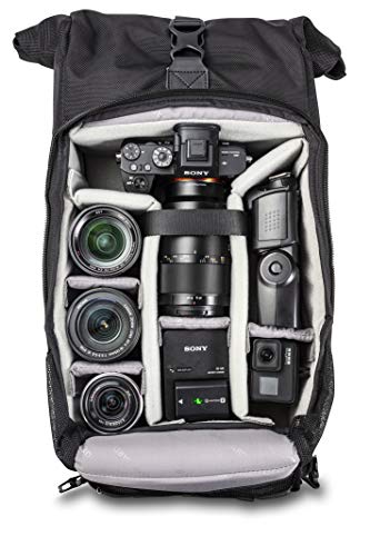 VANGUARD VEO Select 43RB Camera Backpack - Black, Roll-Top Design, Multi-Access, 10.5" Tablet Storage, Tripod Carry - color: Black, size: 43