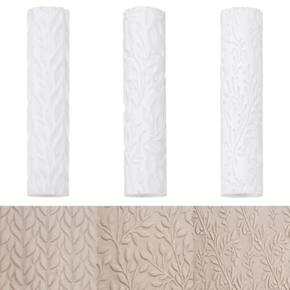 PH PandaHall 3 Styles Polymer Clay Texture Roller Embossing Pottery Texture Rollers Leaf Pattern Clay Roller Pottery Tools for Earrings Making DIY Jewelry Craft, Great Work with Polymer Clay Cutters