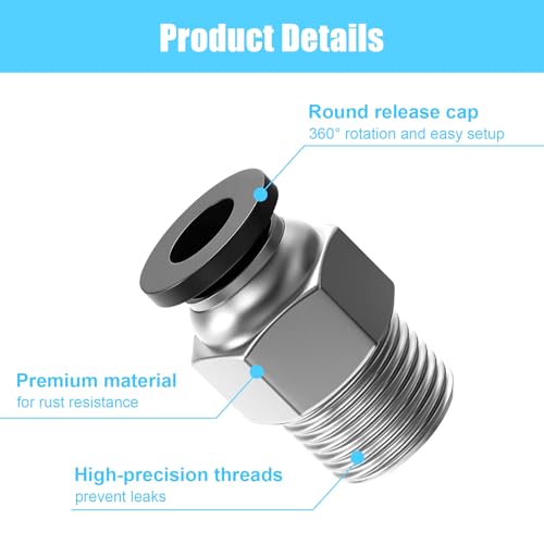10PCS PC4-M10 PTFE Tube Connector Fittings, Bowden Coupler for 3D Printer