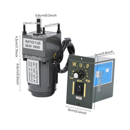 6W 20K 0-1400rpm AC Electric Gear Reduction Motor with Speed Controller - color: 6W 20K