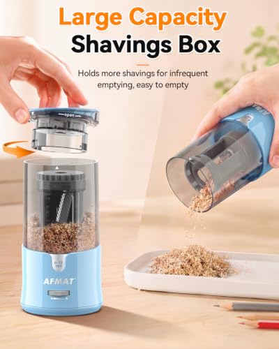 AFMAT Electric Pencil Sharpener, Plug-in Pencil Sharpener for 6-12mm Pencil - color: Cyan