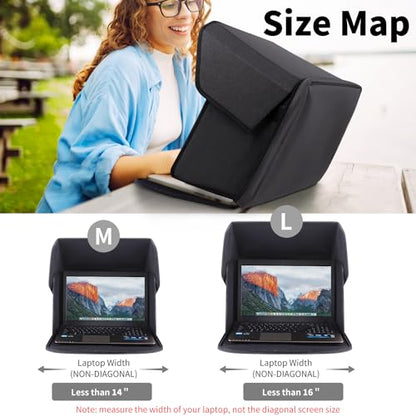 Laptop Sun Shade,Laptop Sun Glare Shield Privacy Cover for Working Outside - size: 15-16''