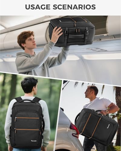 Vancropak 18x14x8 Personal Item Backpack,17.3 Inch Laptop Travel Backpack - color: Black Brown