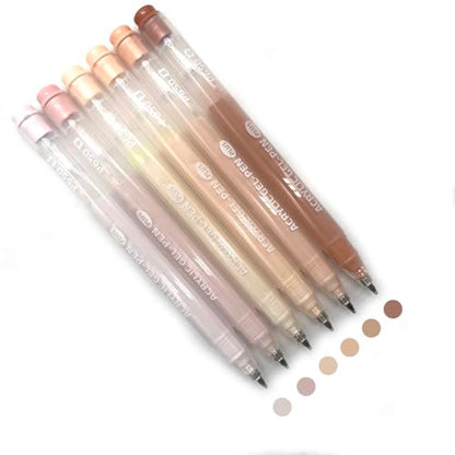 6 Colors 1.0mm Fine Pointed Acrylic Gel Pen Set,Beauty Skin - color: Silver