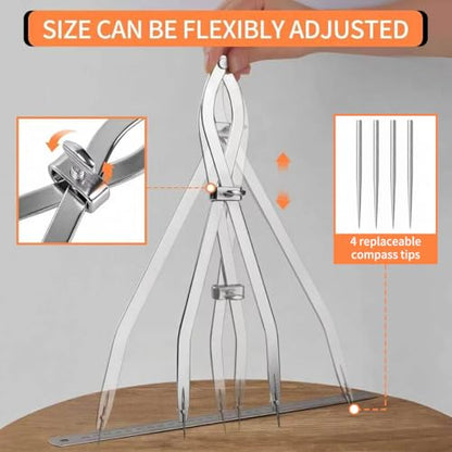 Radius Divider Tool 16 Inch, Fast Adjusting Scriber for Sheet Metal Fabrication & Layout Work, 4pcs Replaceable Points, Metalworking Woodworking Insulation Tool, Draws Circles Up to 37 Inches - size: 16in-1PC