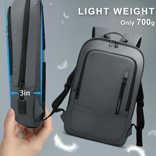 hk Backpack for Men Business Slim Laptop Bag - color: Dark Grey, size: 17.3 Inch