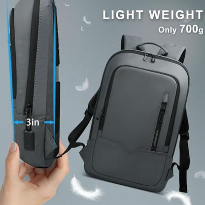 hk Backpack for Men Business Slim Laptop Bag - color: Dark Grey, size: 17.3 Inch