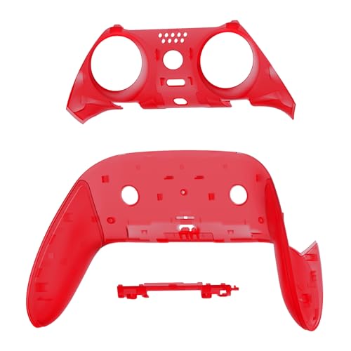 eXtremeRate Top Bottom Decorative Trim Shell Compatible with p s 5 Edge Controller DIY Replacement Front Back Clip Shell, Custom Clear Red Plates Cover Compatible with p s 5 Edge Controller - color: Clear Red