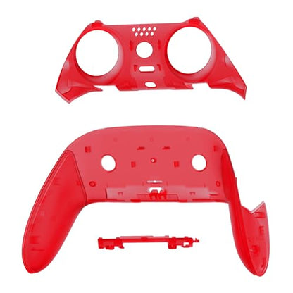 eXtremeRate Top Bottom Decorative Trim Shell Compatible with p s 5 Edge Controller DIY Replacement Front Back Clip Shell, Custom Clear Red Plates Cover Compatible with p s 5 Edge Controller - color: Clear Red