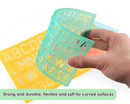 DS. DISTINCTIVE STYLE Alphabet Stencils Set of 4 Plastic Letter Stencil Assorted Sizes Number Ruler for Learning, Painting, Scrapbooking