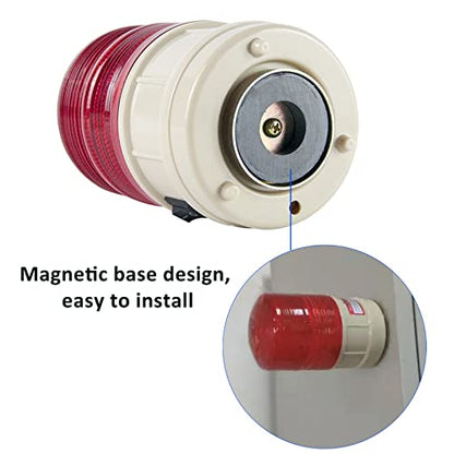 Strobe Beacon Warning Light Battery Flashing Lights with 89dB Alarm Sound LED Red Magnetic Strobe Light for Site, Road Construction Safety Warning