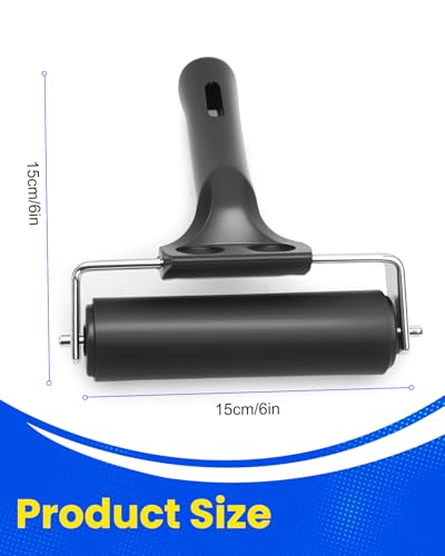 UCEC 6in Brayer Roller for Printmaking, Durable Rubber for Gluing & Paint - color: 6 Inch-Black