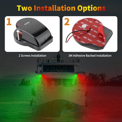 RVZONE Boat Navigation Lights, Red Green LED Bow Lights for Boats, IP67 - color: Black