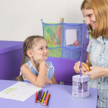 Deli Electric Pencil Sharpener, Automatic Pencil Sharpeners, Purple - color: Purple