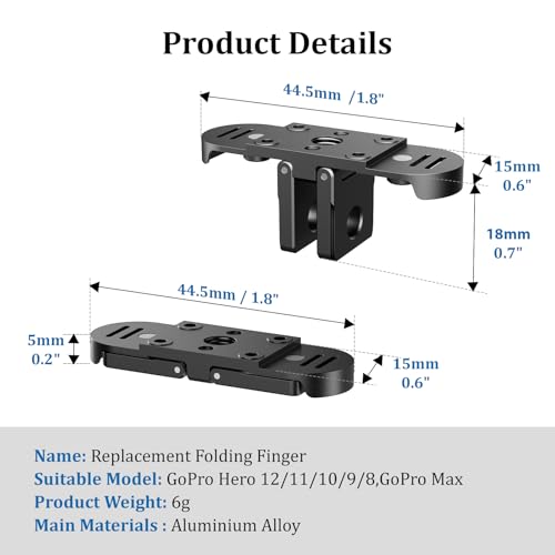 HSU Replacement Folding Fingers for GoPro Hero 12/11/10/9/8 Black/GoPro Max