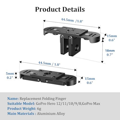 HSU Replacement Folding Fingers for GoPro Hero 12/11/10/9/8 Black/GoPro Max