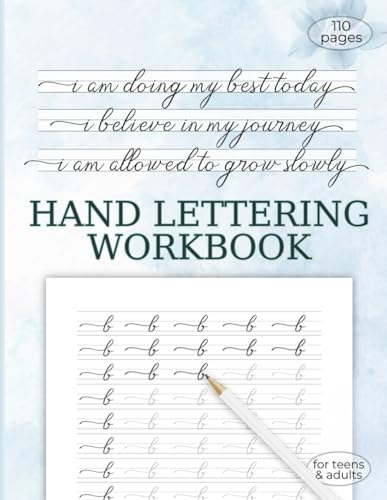 Hand Lettering Workbook for Beginners, Modern Calligraphy Practice: A Workbook for Improving Your Handwriting Swirls, Swoops, Swashes