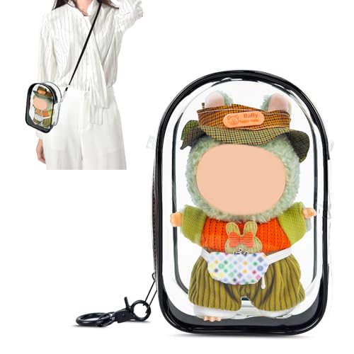 NZNDB Large Clear Figure Display Bag with Keychain Case Blind Box - color: Black Standing