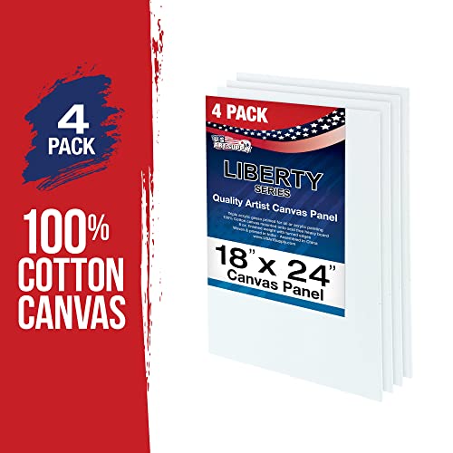 U.S. Art Supply 18 X 24 Inch Art Canvas Board Panels 4 Pack - 8 Ounce - size: 18" x 24"