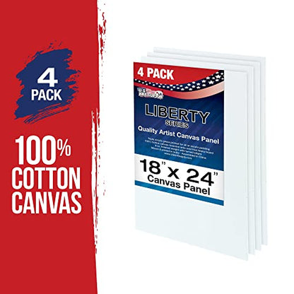 U.S. Art Supply 18 X 24 Inch Art Canvas Board Panels 4 Pack - 8 Ounce - size: 18" x 24"
